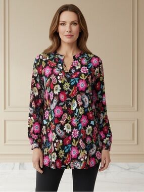 Dear Scarlett Vibrant & Bold Floral Statement Print Women's Blouse